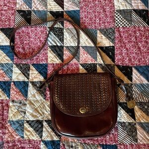 Brahmin Dark Brown Woven Crossbody Bag Leather Made in USA Purse